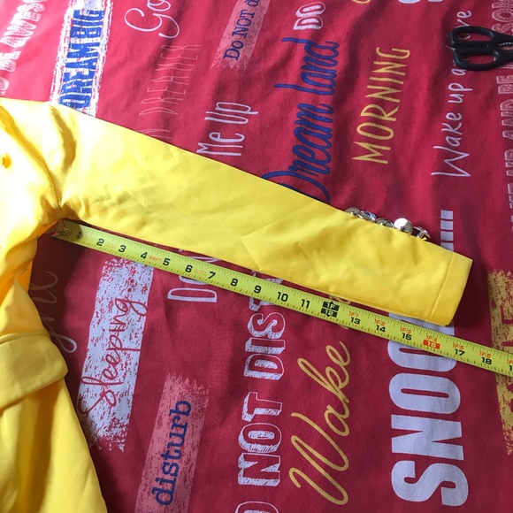 Women's Solid Color Two-piece Casual Blazer Jacket and Pants  Yellow XXS - Picture 13 of 16